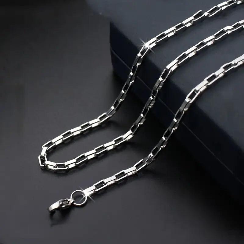 Unisex Stainless Steel Box Chain Necklace