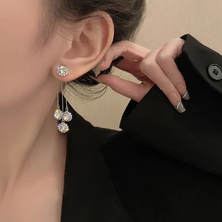 Gold-plated Zircon Triad Earrings