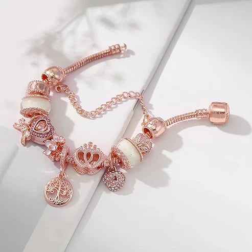 Rose Dreamcatcher Bracelet with Charms Included in Silver