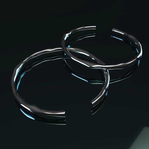 Silver bracelet, adjustable and irregular in shape