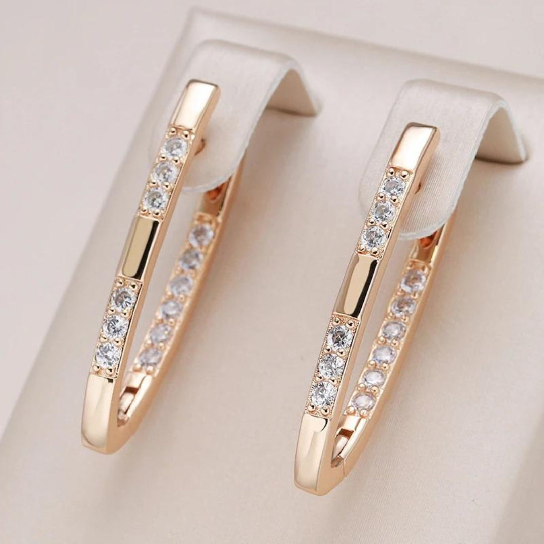 Elegant Gold Zirconium Earrings
