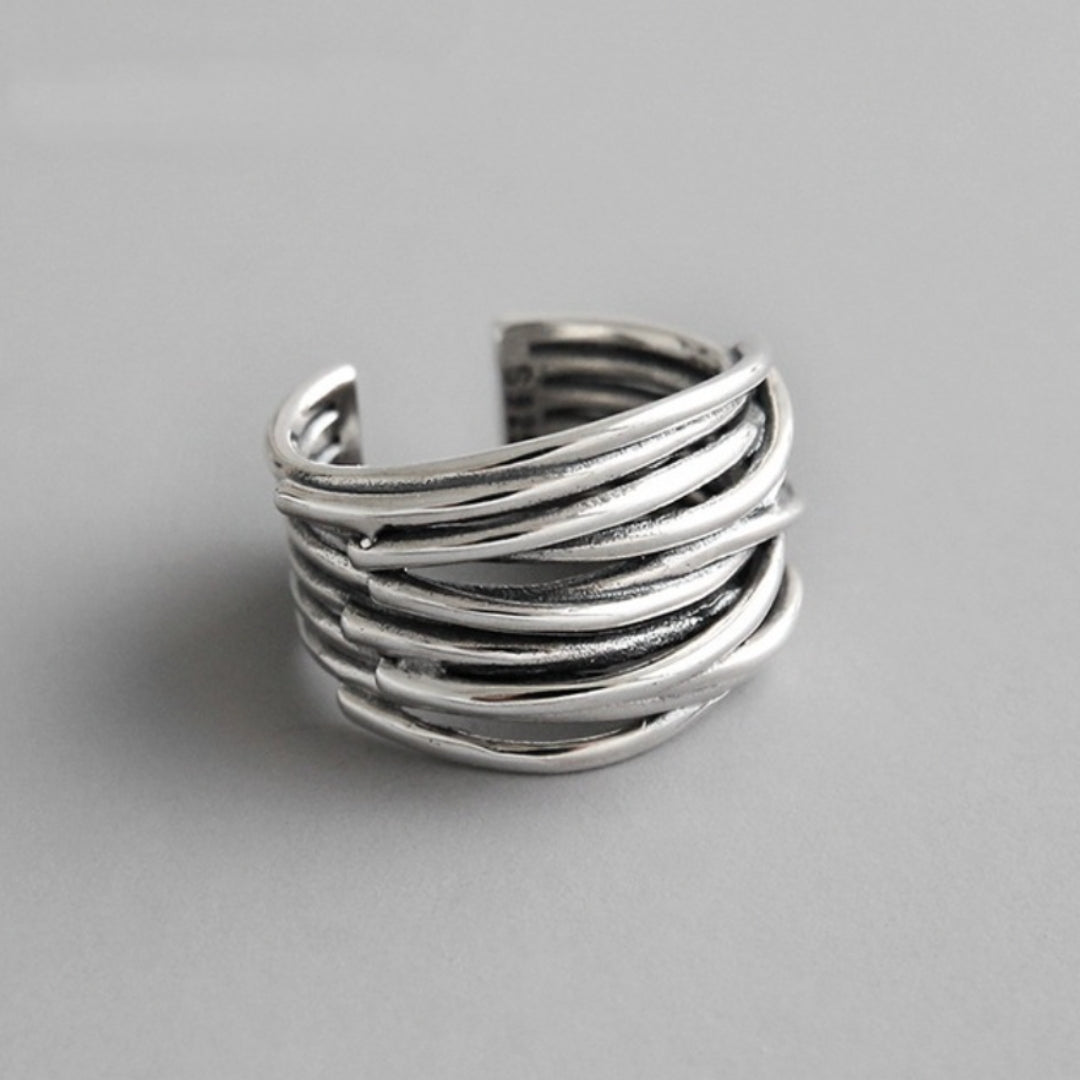Elegant and Sparkling Adjustable Silver Ring