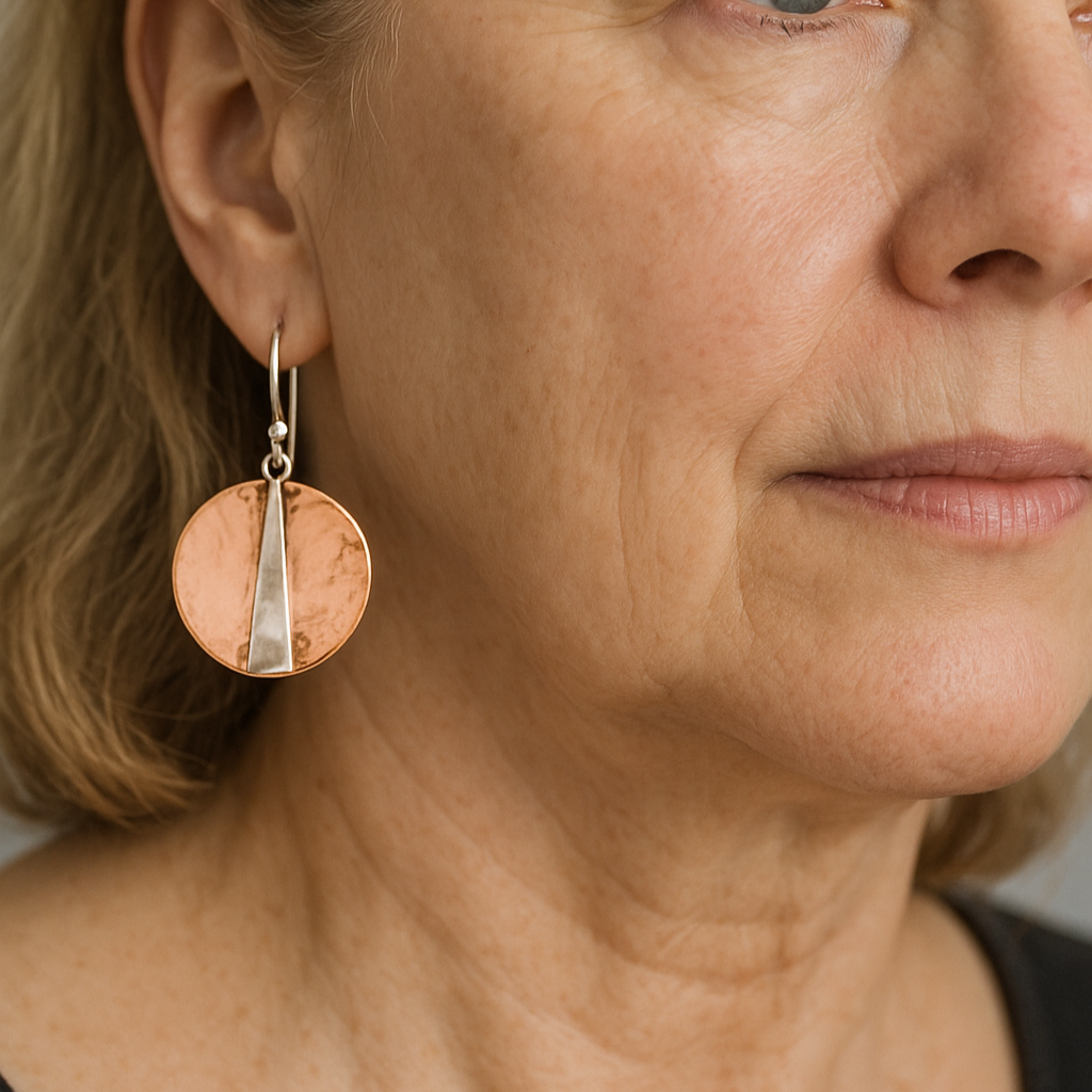 Vintage rose silver round brilliant earrings