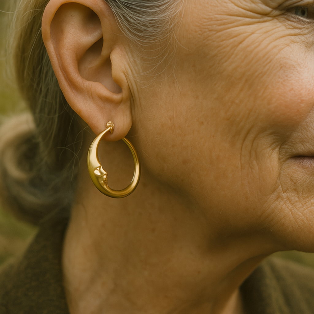 Vintage Moon Earrings in Gold