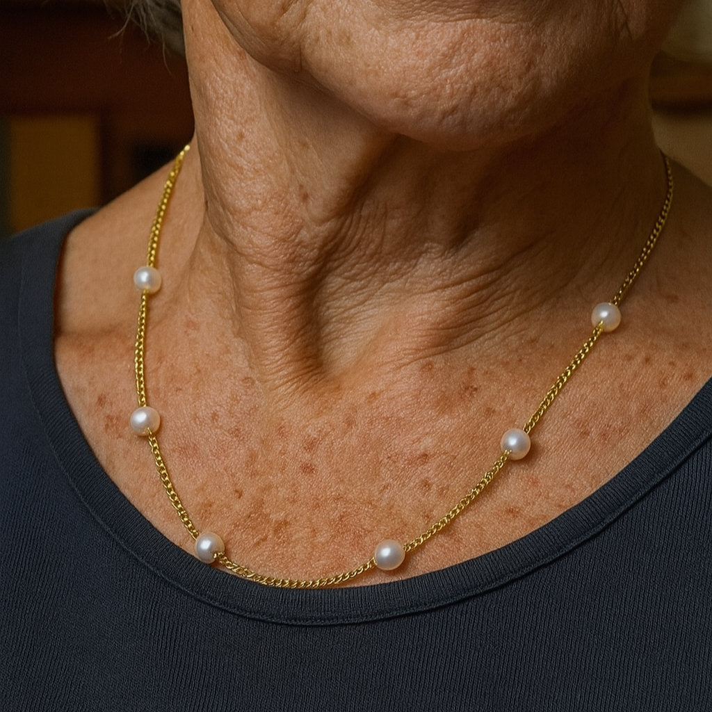 Freshwater pearl gold necklace