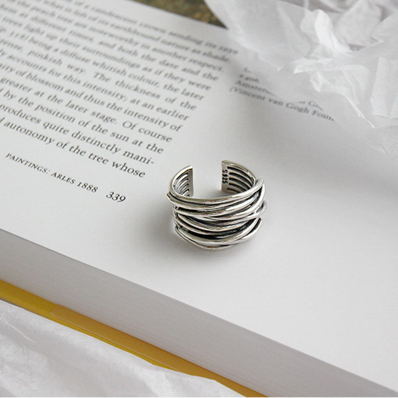Elegant and Sparkling Adjustable Silver Ring