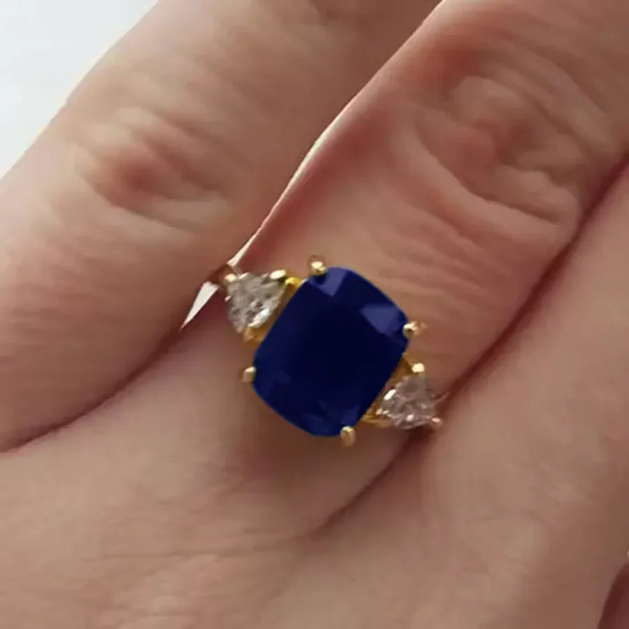 Josephine | Gold Ring With Blue Zircon