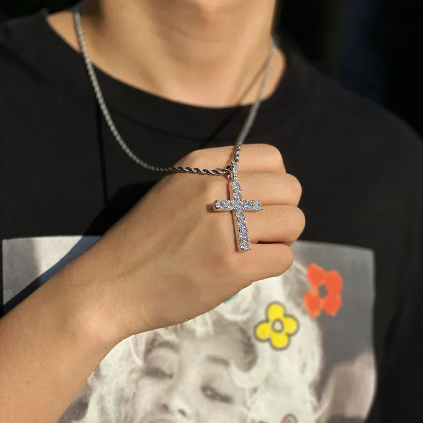 Moissanite cross necklace