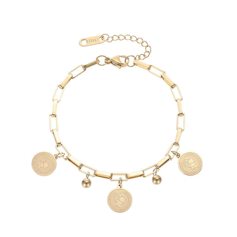 Elegant Adjustable Bracelet with Gold Charms