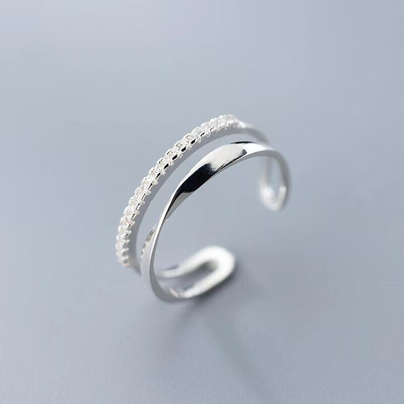 Elegant Double Row Adjustable Ring