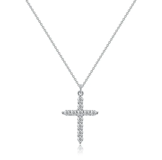 Diamond Cross Crown Necklace