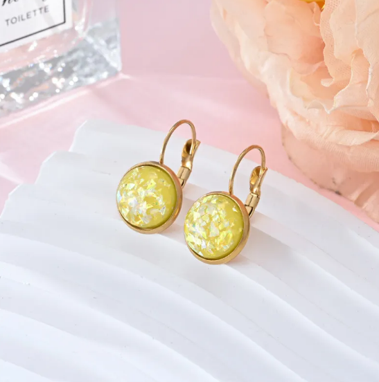 Sequin Rhinestone Stainless Steel Earrings