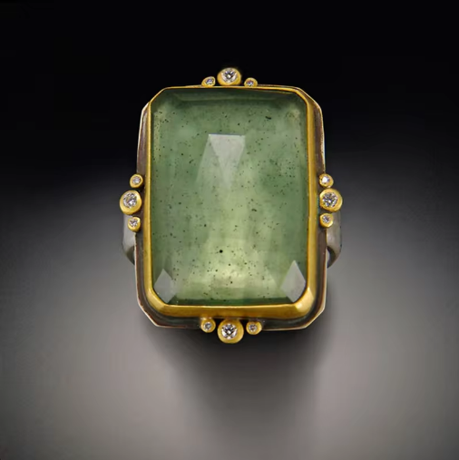 French Retro Square Crystal Ring