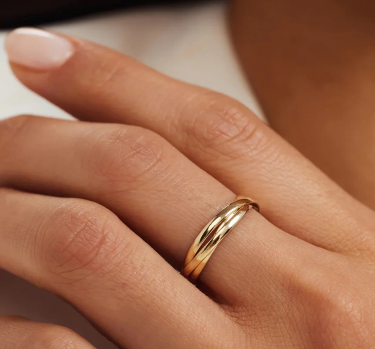 Lina Triple Band Ring | 14K Gold Finish