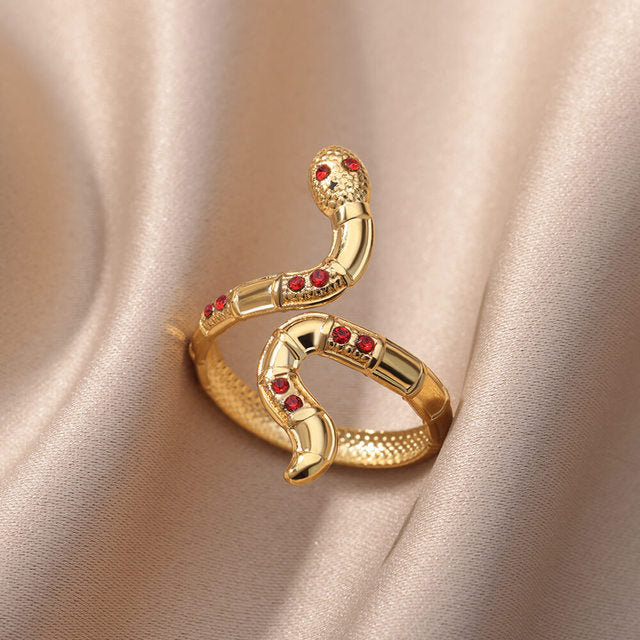 Adjustable Snake Ring adorned with Sparkling Zircons