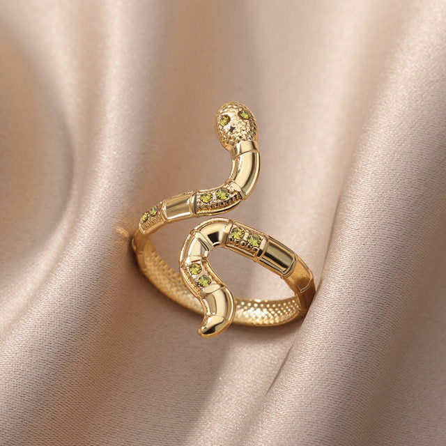 Adjustable Snake Ring adorned with Sparkling Zircons