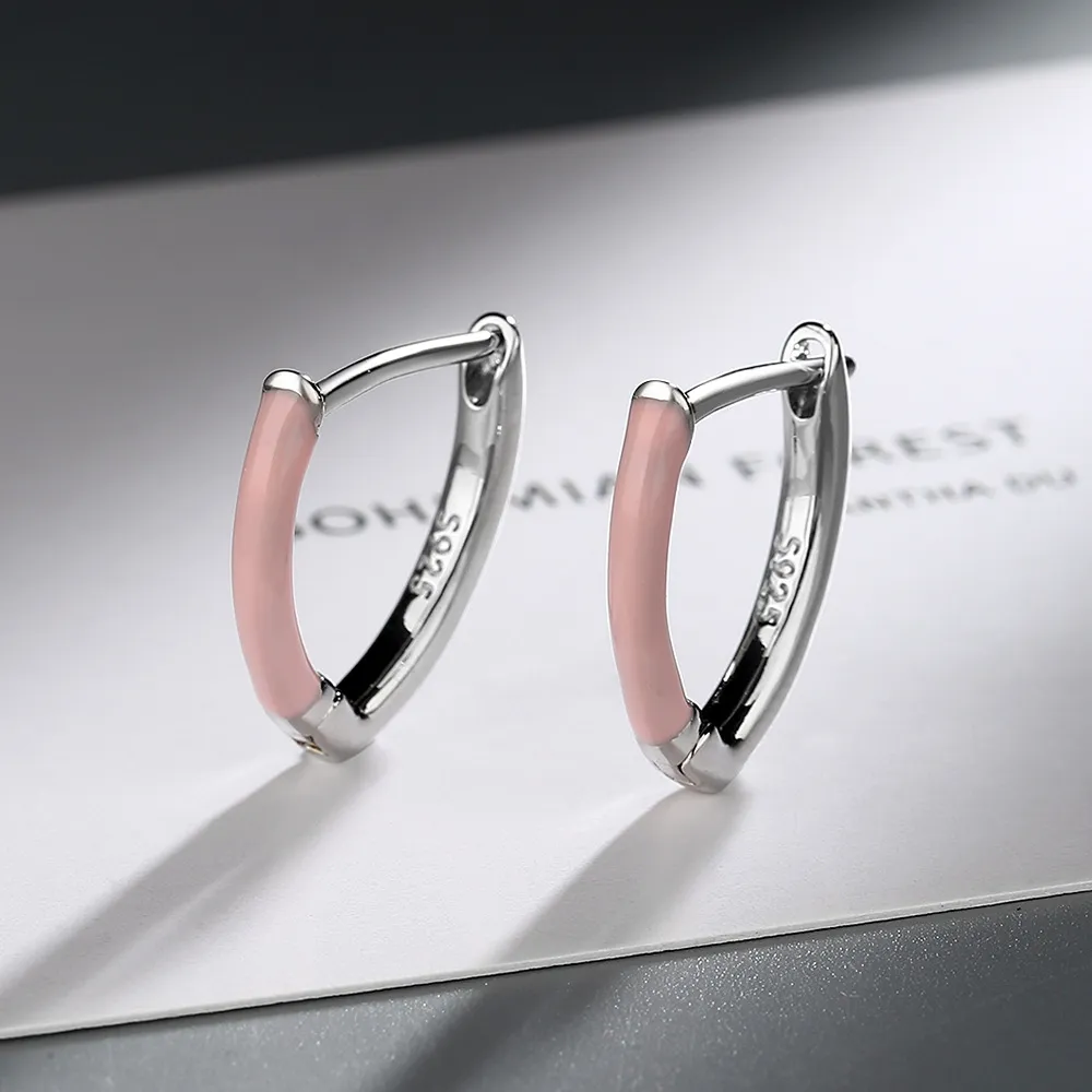 Elegant Pink Silver Earrings