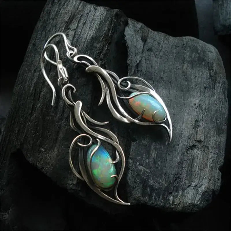 Vintage earrings made of blue opal in silver