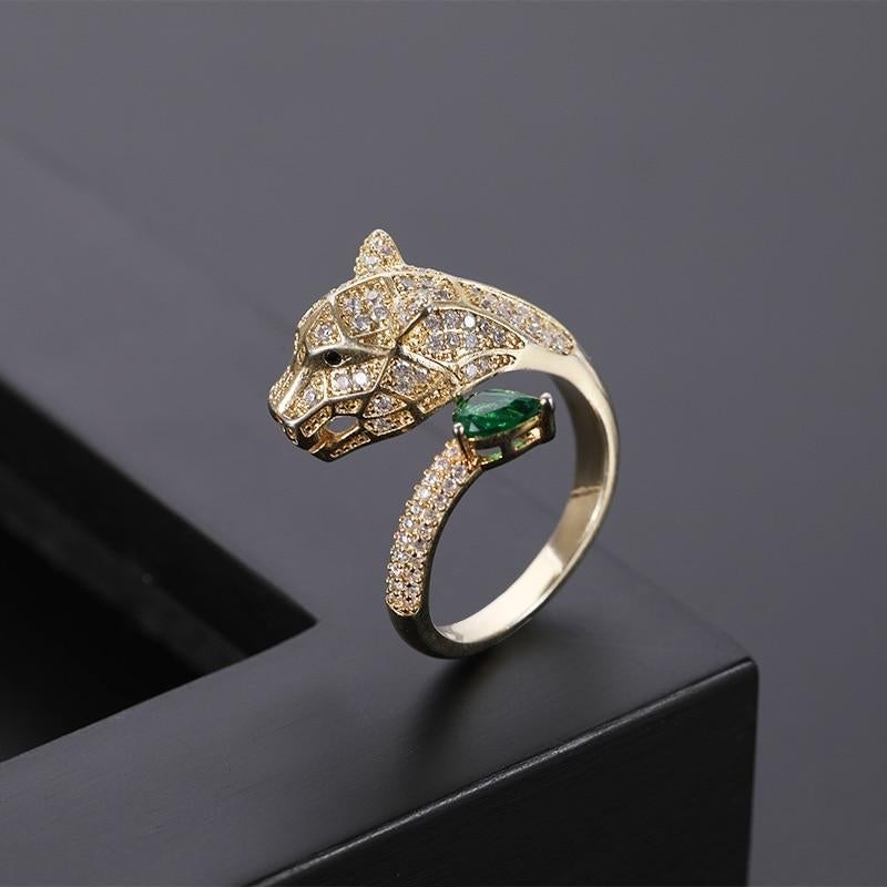 Adjustable Leopard Design Ring with Full Zircon Sparkle