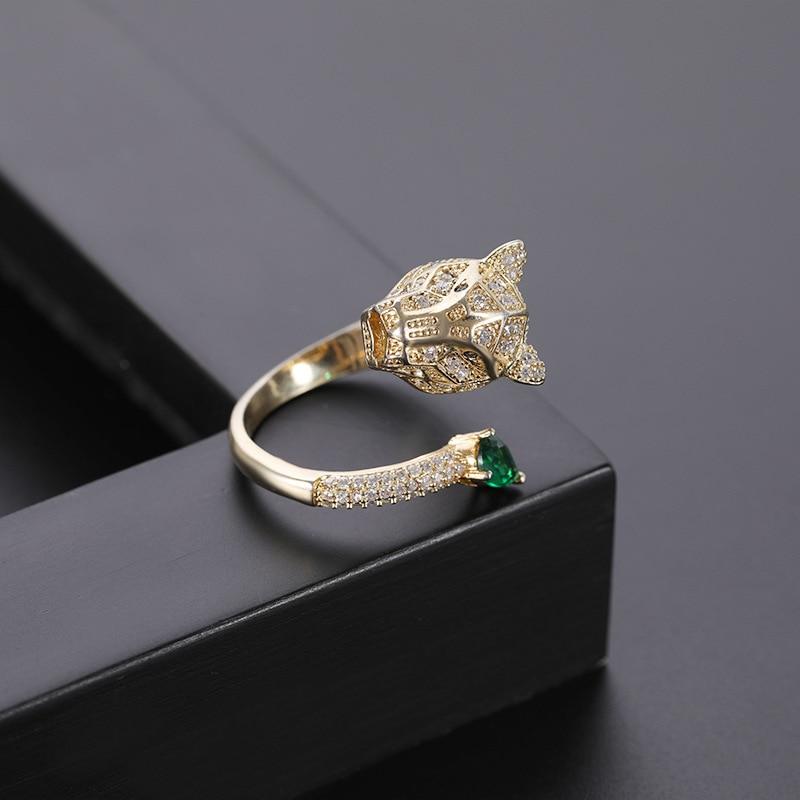 Adjustable Leopard Design Ring with Full Zircon Sparkle