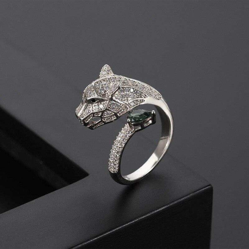 Adjustable Leopard Design Ring with Full Zircon Sparkle